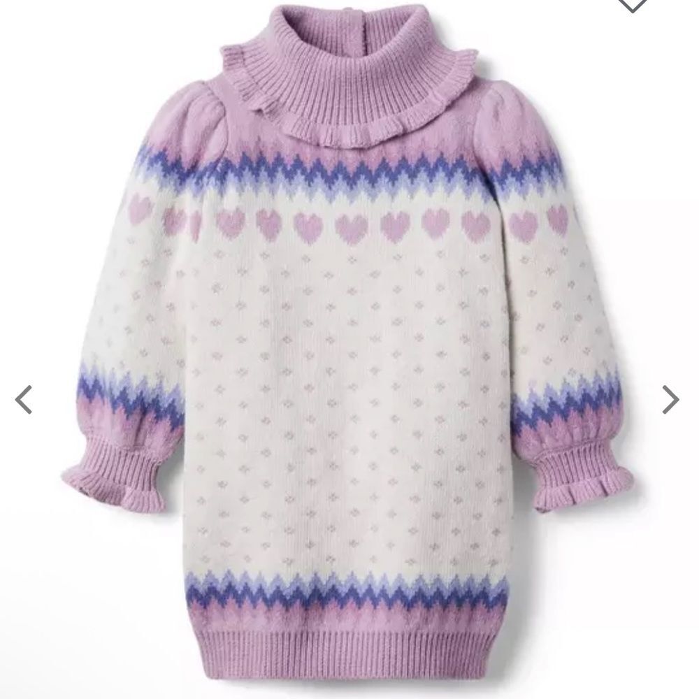 Janie and Jack Lavender and Cream Heart Dress